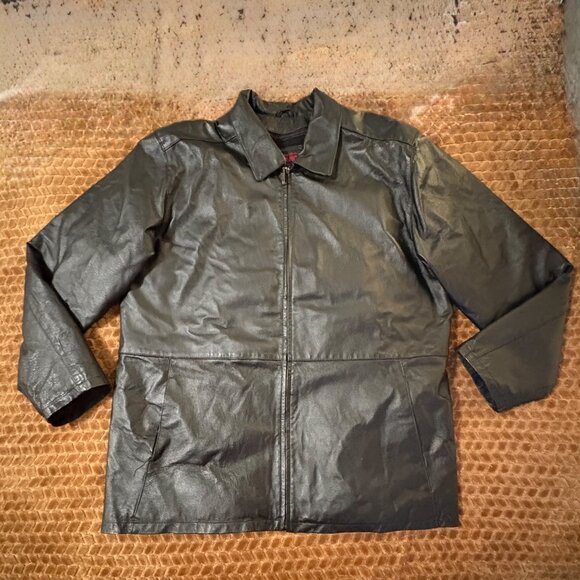 Frequency Mens Genuine Leather Jacket With Quilted Purple Lining XL Black - Picture 10 of 10